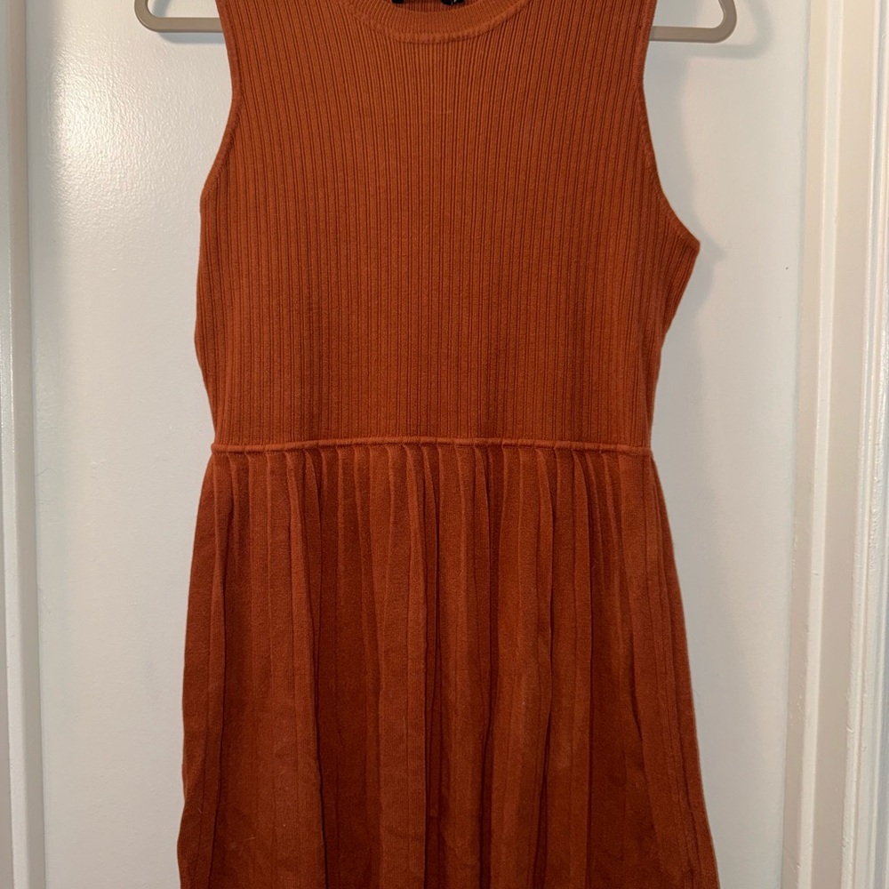 Sleeveless Rust Orange Mini Dress